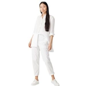 EILEEN FISHER ORGANIC COTTON HEMP BLEND WHITE PANTS SIZE 10